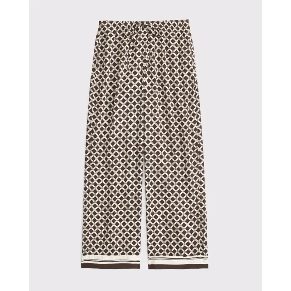 Abercrombie & Fitch Brown Geometric Wide Leg Drapey Pull On Pants Size Small